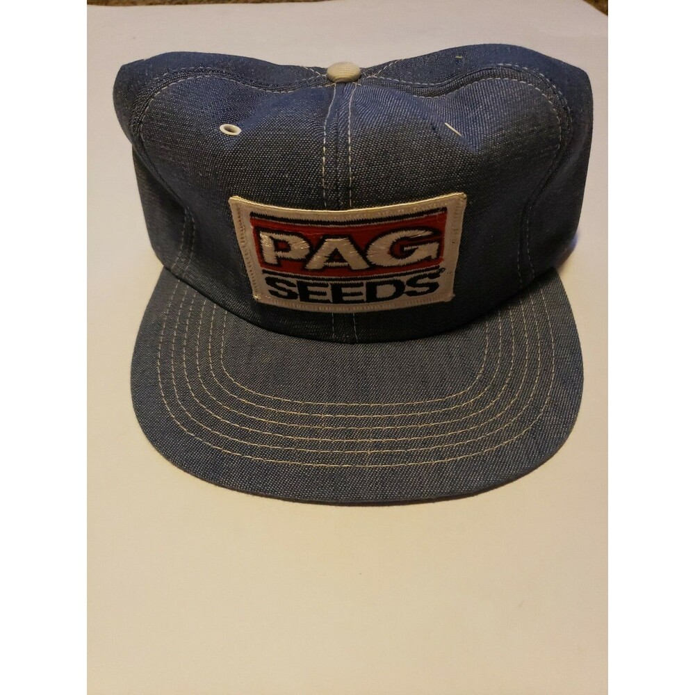 Vintage PAG Seeds Denim Snapback Hat Baseball Cap * USA Made